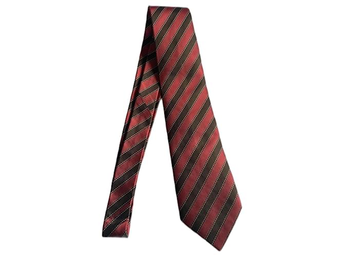 Hermès Ties Dark red Dark brown Silk  ref.1344359