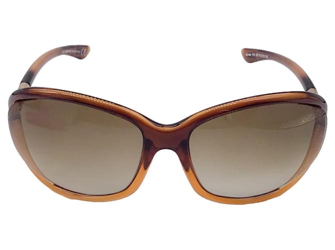 Autre Marque Gafas de sol cuadradas suaves en marrón Jennifer de Tom Ford Castaño Plástico  ref.1344477