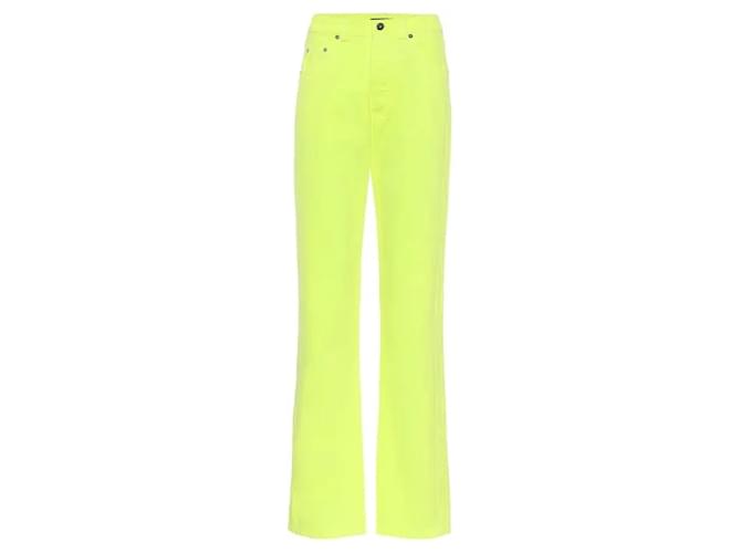 Autre Marque Kwaidan Editions Jeans de cintura alta com perna reta verde ácido Amarelo Algodão  ref.1344524