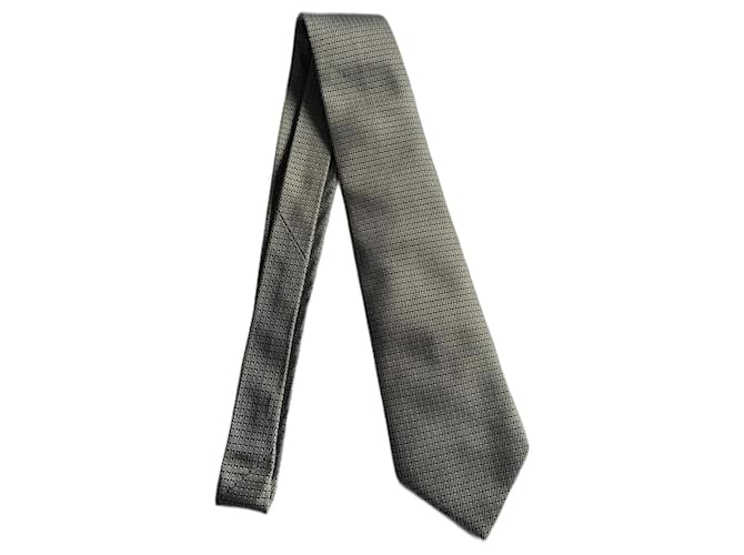 Hermès Krawatten Grau Anthrazitgrau Seide  ref.1344653