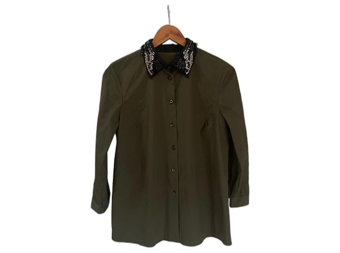 Camicia Prada in cotone kaki Cachi 