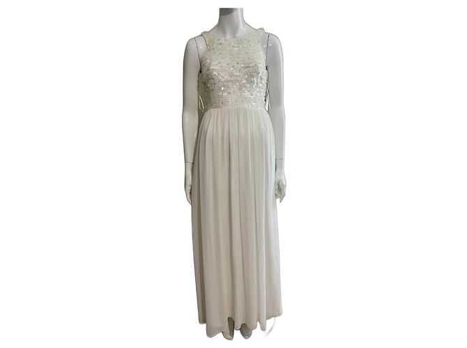Jenny Packham White sequin embroidered evening gown