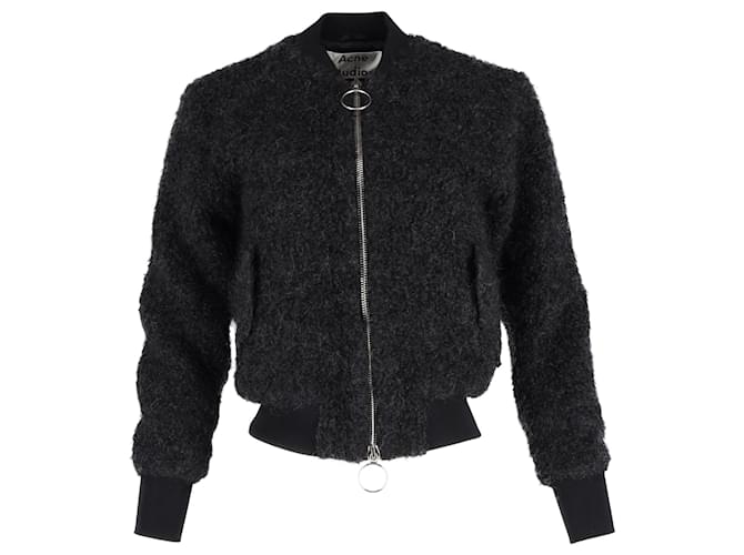 Cazadora bomber corta de lana negra de Acne Studios Negro  ref.1344824