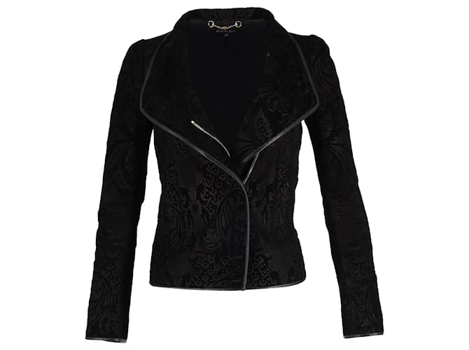 Gucci Patterned Zip Jacket in Black Velvet  ref.1344826