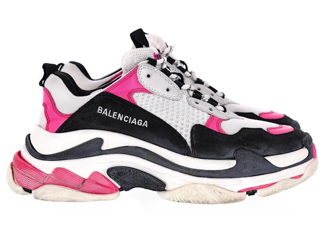 Tênis Balenciaga Triple S em poliéster rosa  ref.1344838