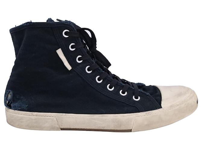 Sneakers alte Balenciaga Paris in tela Blu Navy  ref.1344849