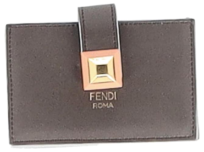Fendi Card Holder in Taupe Leather Brown  ref.1344853