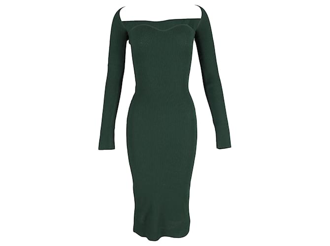 Khaite Beth Ribbed-Knit Midi Dress in Green Viscose Cellulose fibre  ref.1344854