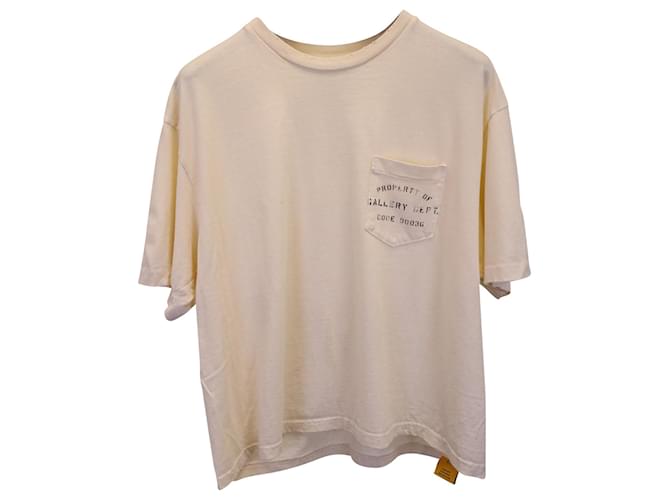 Autre Marque Departamento de Galeria. Camiseta com estampa de logo em algodão creme Branco Cru  ref.1344883