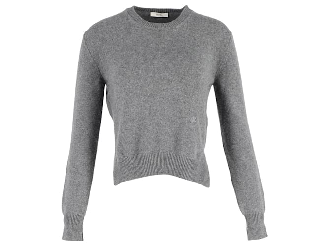 Céline Crewneck Sweater in Grey Cashmere Wool  ref.1344890