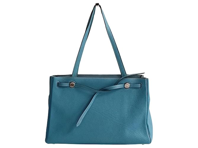 Bolso bandolera Hermès Cabana PM en cuero togo Blue Jeans Azul claro  ref.1344917