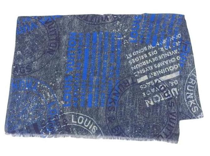 Louis Vuitton Étole en denim avec tampon Etole en très bon état Toile Bleu  ref.1344929