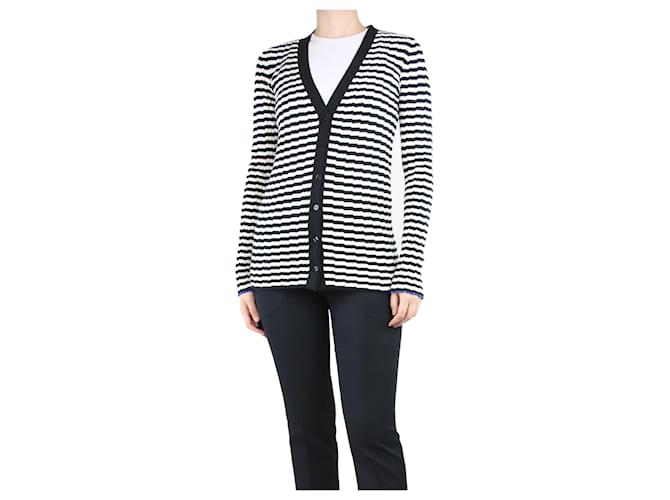 Proenza Schouler Black and white striped ribbed cardigan - size S Silk  ref.1344968