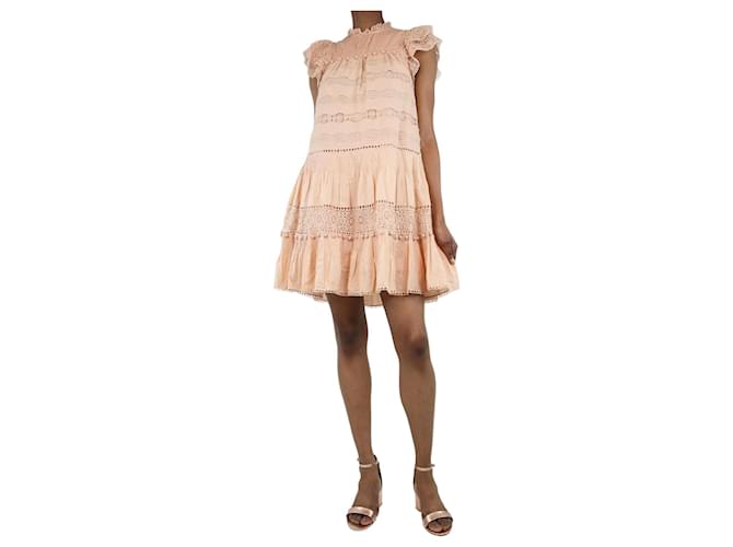 Ulla Johnson Mini robe brodée pêche - taille UK 4 Coton Orange  ref.1344969