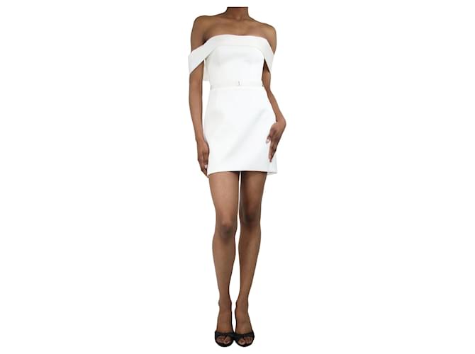 Autre Marque Cremefarbenes schulterfreies Minikleid aus Satin – Größe UK 8 Roh Polyester  ref.1344982