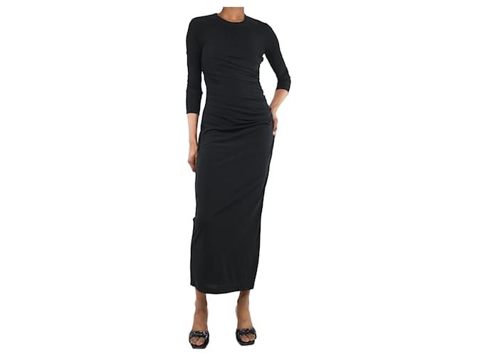 Helmut Lang Black gathered maxi dress - size S Polyester  ref.1344992