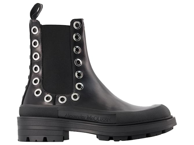 Tread Slick Ankle Boots - Alexander Mcqueen - Black/White - Leather  ref.1345265