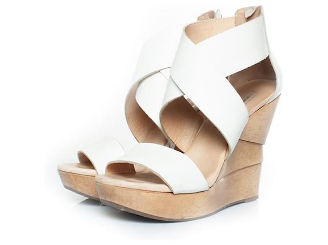 Autre Marque Diane von Furstenberg, Opal wedge sandal White Leather  ref.1345491