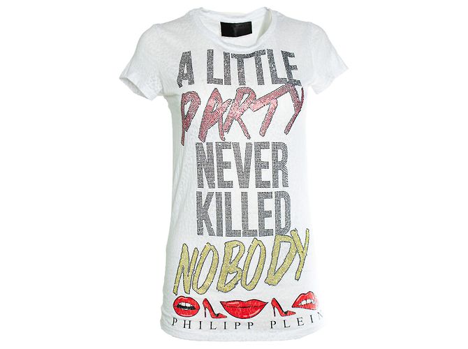 Philipp Plein, Maglietta con strass Bianco Multicolore