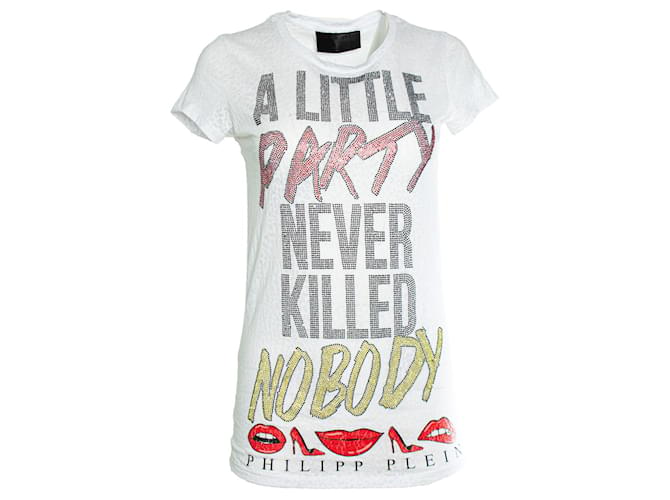 Philipp Plein, Tshirt with rhinestones White Multiple colors Cotton Polyester  ref.1345498