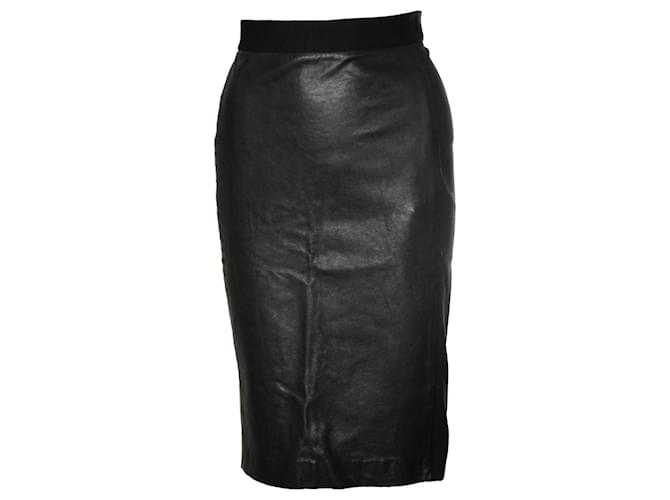 DKNY, jupe crayon stretch avec cuir Viscose Noir  ref.1345499