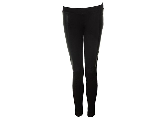 DKNY, Schwarze Leggings mit Lederdetails