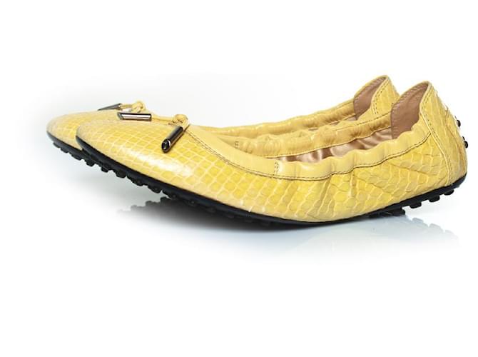 Tod's Tod’s, Ballerines en cuir python jaune  ref.1345502