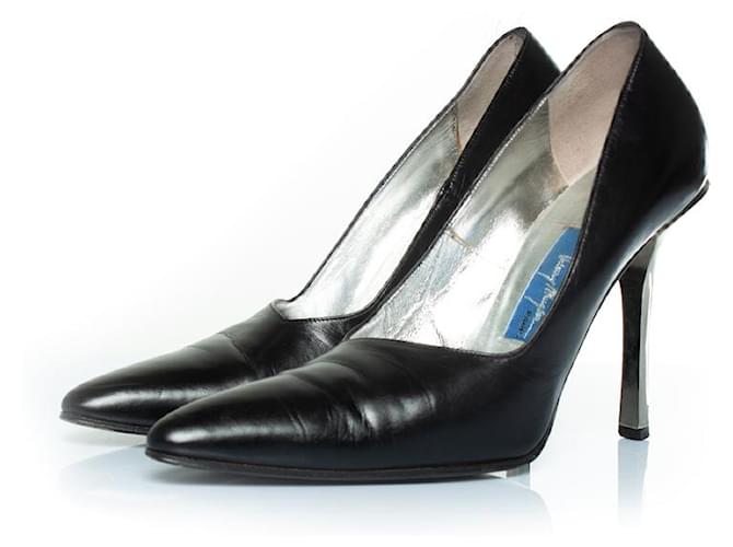 Thierry Mugler, Zapatos de tacón cabaret de piel negra. Negro Cuero  ref.1345503