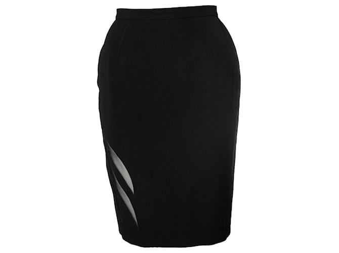 Thierry Mugler, mini-jupe avec détails transparents Noir  ref.1345506