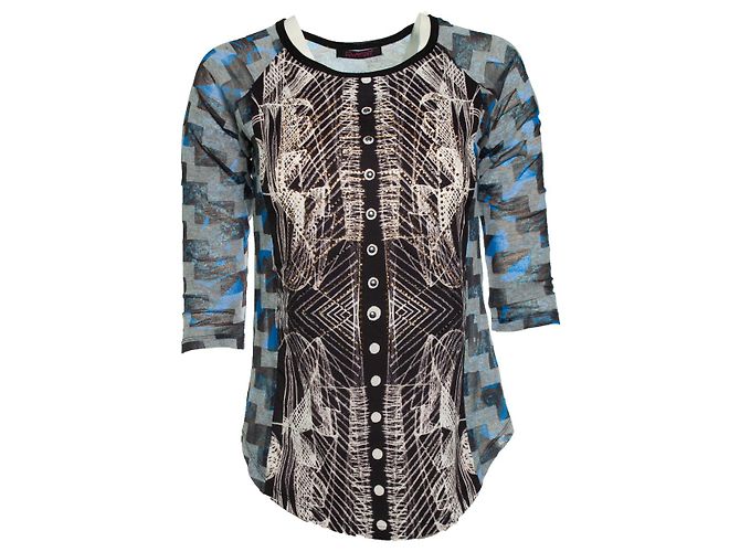 Autre Marque CUSTO, Maglietta a maniche lunghe Blu Grigio