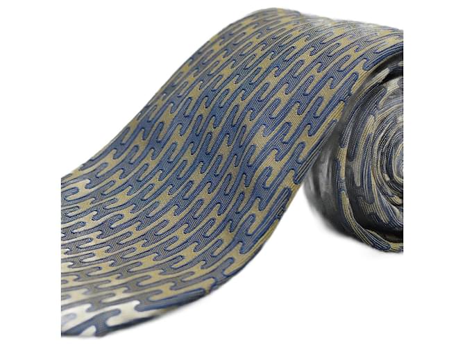 Hermès Corbata Gris con Diseño Grey Silk  ref.1345511