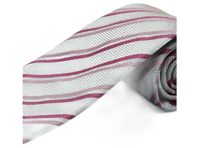 Hermès Corbata Gris a Rayas Rosas Grey