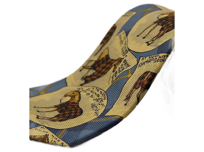 Façonnable Corbata con Diseños de Caballos Blue Silk  ref.1345526