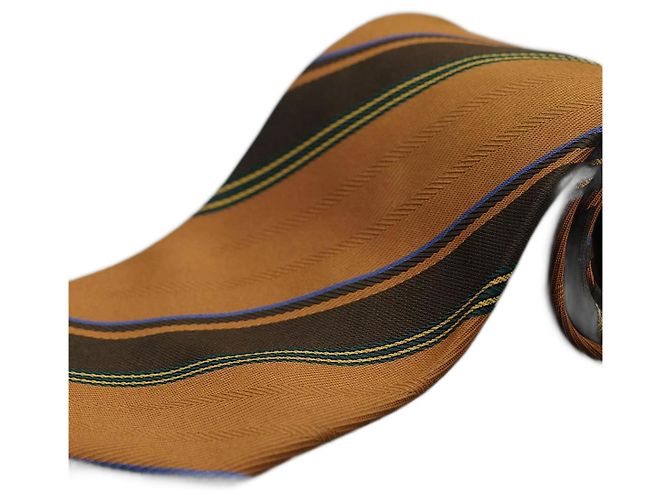 Guy Laroche Corbata Marron a Rayas Negras Marrone