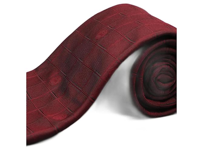 Autre Marque Corbata Roja a Cuadros Rosso Seta  ref.1345564