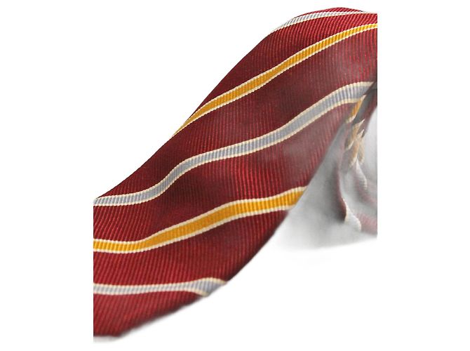 Autre Marque Corbata Roja a Rayas Amarillas y Azules Rosso