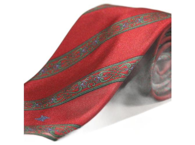 Céline Corbata Roja con Detalles Verdes Rosso