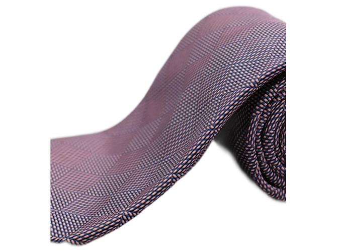 Autre Marque Corbata Rosa y Azul a Cuadros Pink Silk  ref.1345579