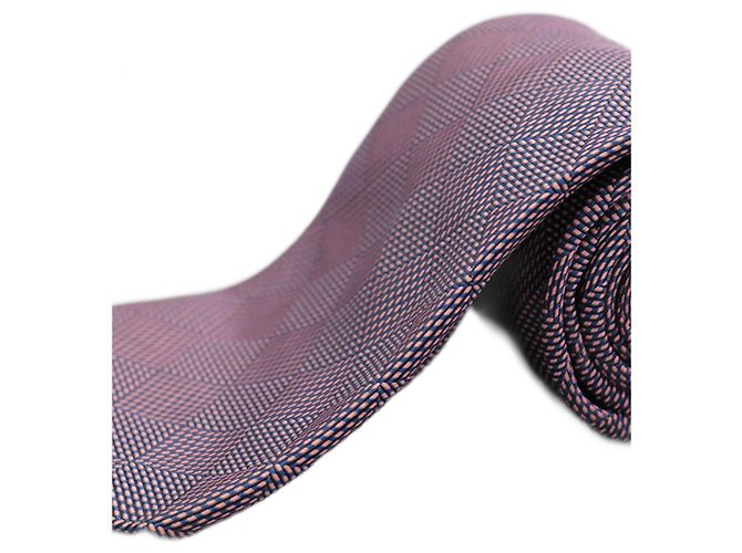 Autre Marque Corbata Rosa y Azul a Cuadros