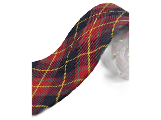 Façonnable Corbata Tela Escocesa Red Wool  ref.1345580