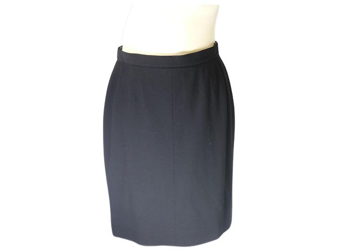 Chanel Black Wool Skirt with Silk Lining