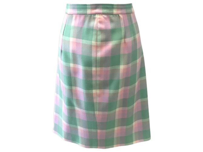 Autre Marque Falda de cuadros de algodón verde y rosa Talla 42