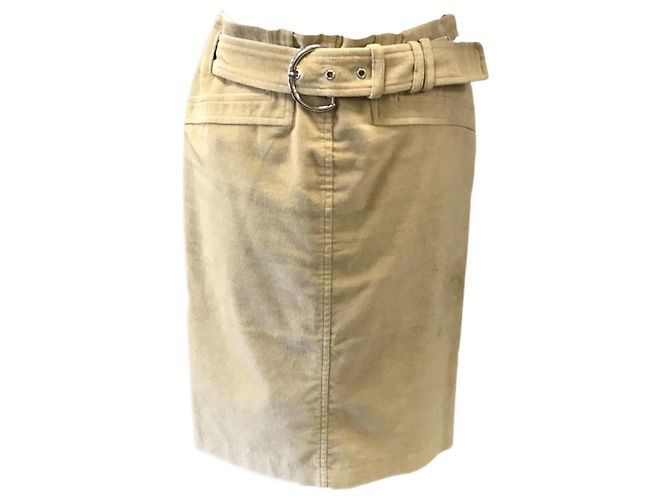 Autre Marque Falda de terciopelo de algodón beige Purificación Garcia