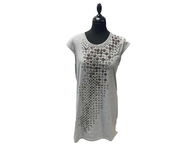 Barbara Bui Camiseta Cinza com Design Central