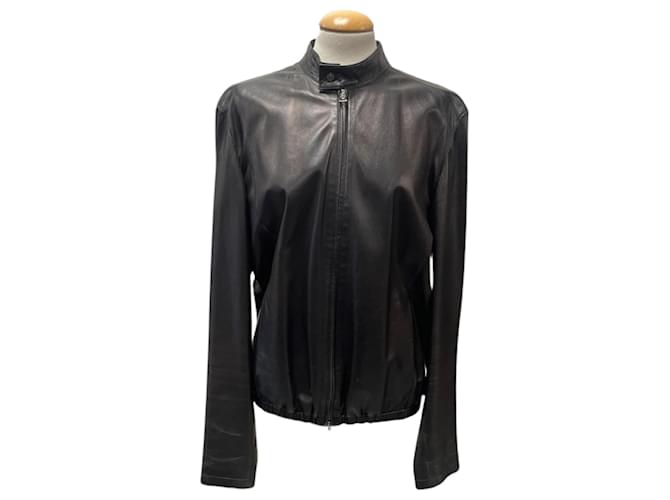 Gucci Cazadora de Cuero Negra Black Leather  ref.1345637