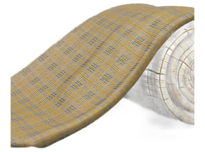 Hermès Corbata Amarilla con Diseño Amarillo Seda  ref.1345697
