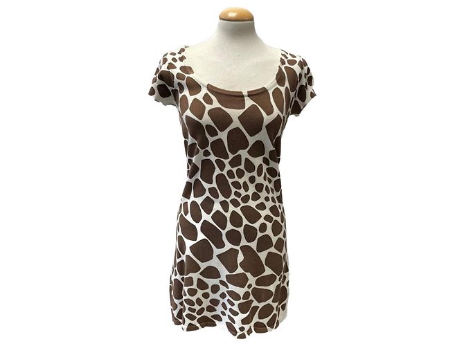 Autre Marque Vestido de algodón con estampado animal de jirafa Castaño