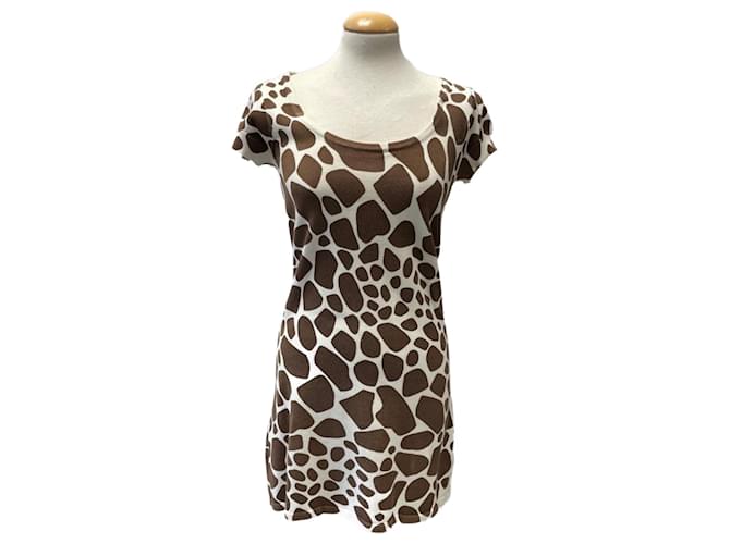 Autre Marque Kleid mit Animalprint Braun Baumwolle  ref.1345727