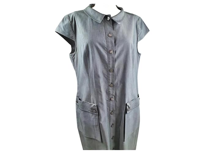 Loewe Vestido Gris con Botones Grey Cotton  ref.1345743