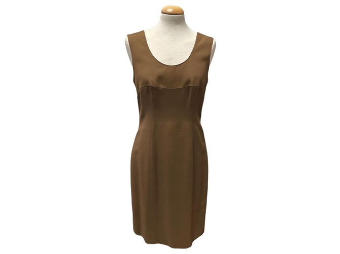 Guy Laroche Vestido Marrón sin Mangas Marrone